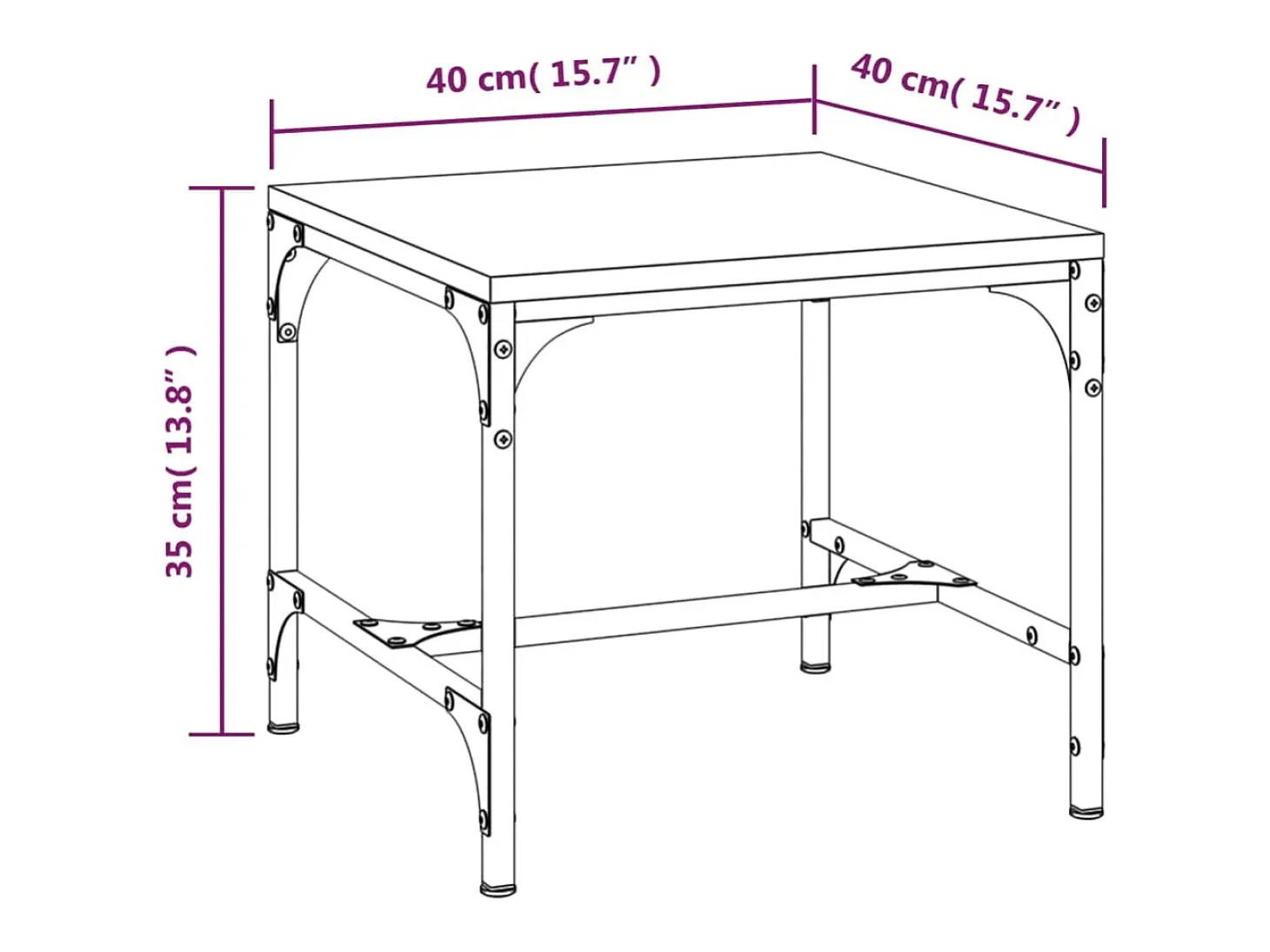 Conjunto de 2 Mesas de Centro | Mesa de apoio | Mesa de café 40x40x40 cm deriv. madeira carvalho fumado