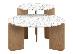 Conjunto de 2 mesas de centro artísticas encaixáveis (70/50 cm) com pernas resistentes