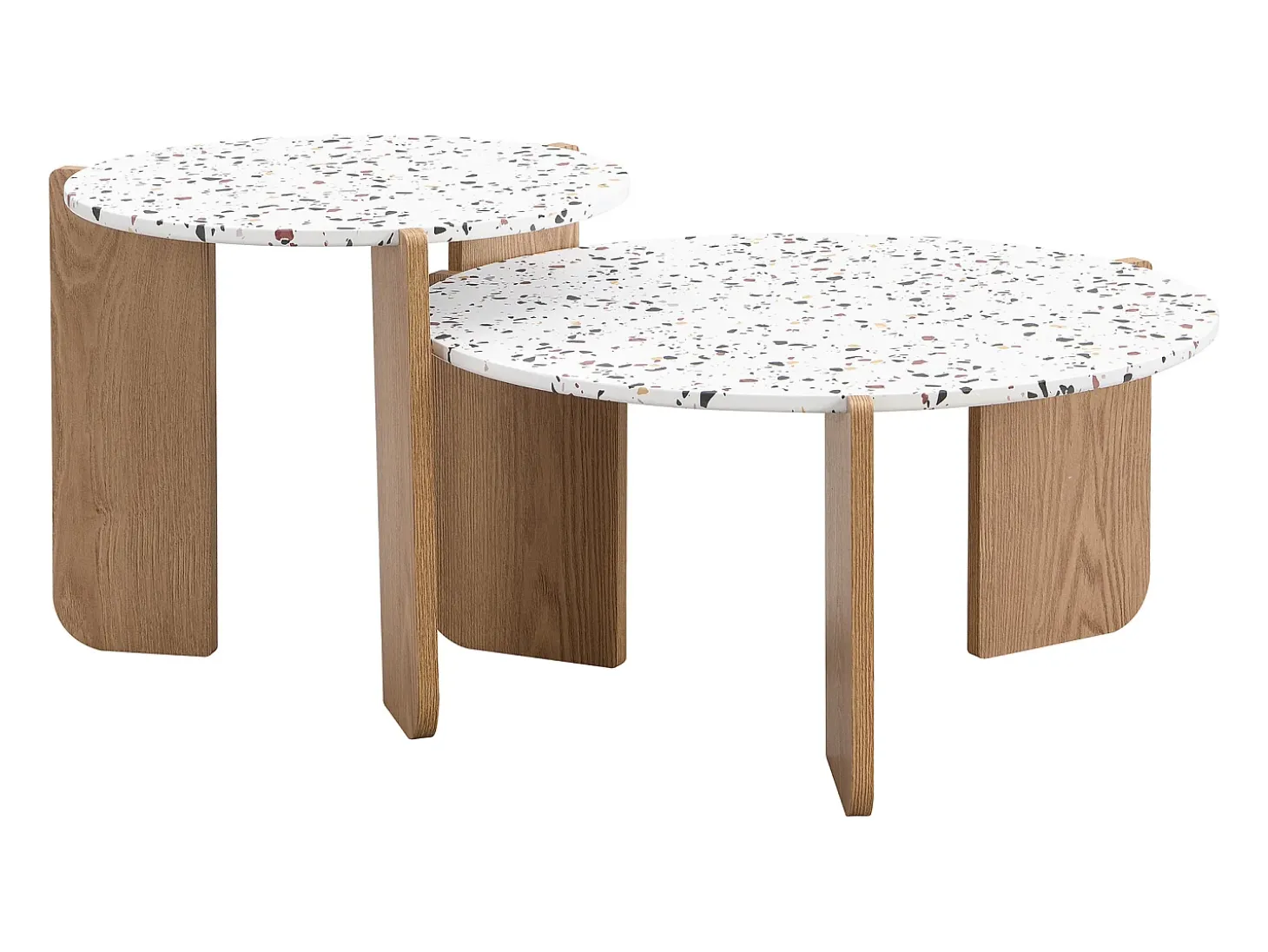 Conjunto de 2 mesas de centro artísticas encaixáveis (70/50 cm) com pernas resistentes