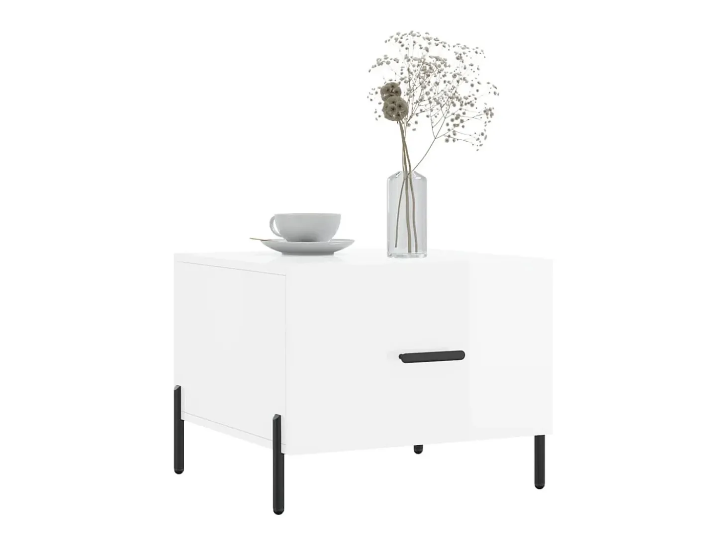 Conjunto de 2 Mesas de Centro | Mesa de apoio | Mesa de café 50x50x40 cm branco brilhante