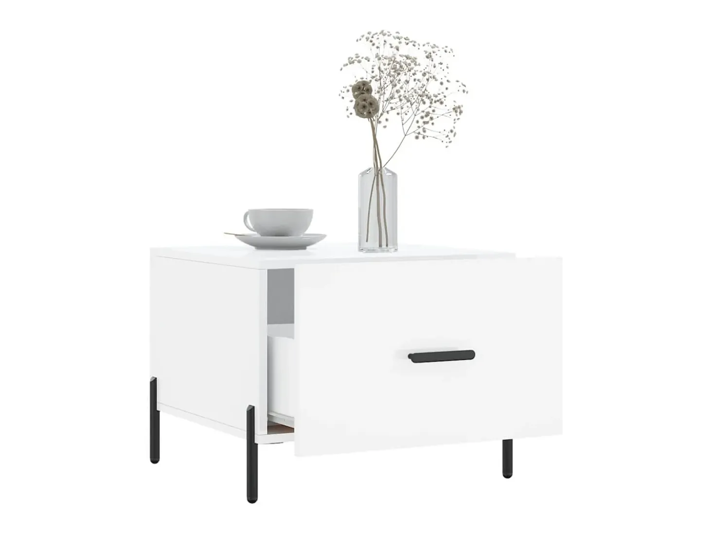 Conjunto de 2 Mesas de Centro | Mesa de apoio | Mesa de café 50x50x40 cm branco brilhante