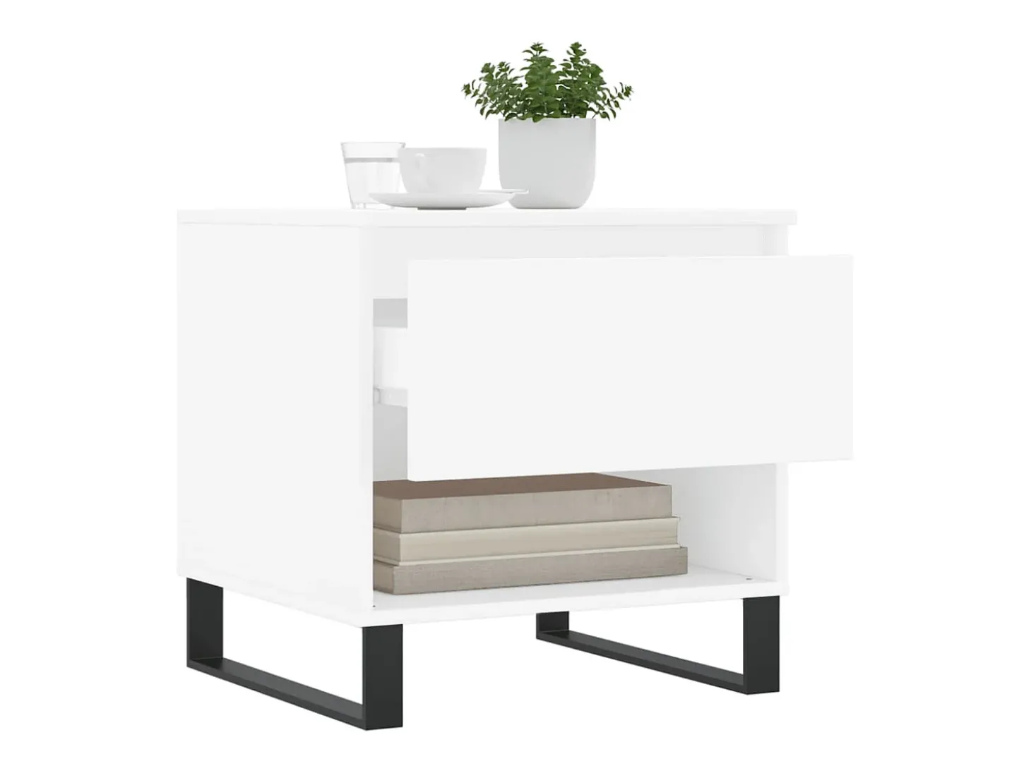 Conjunto de 2 Mesas de Centro | Mesa de apoio | Mesa de café 50x46x50 cm derivados de madeira branco