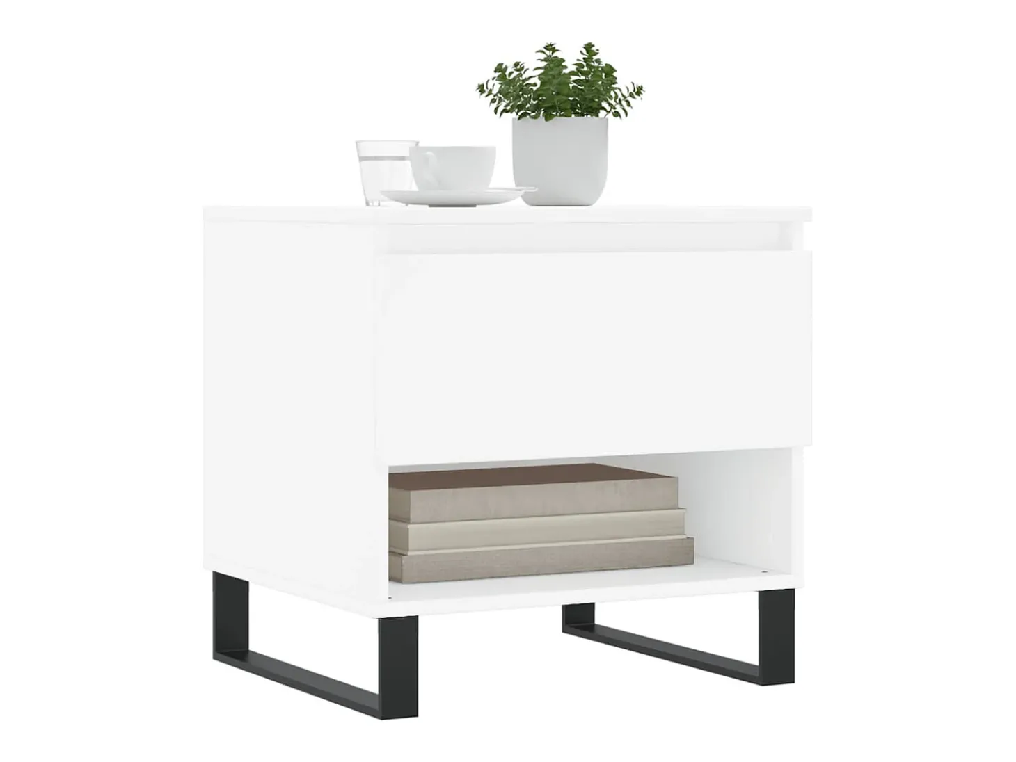 Conjunto de 2 Mesas de Centro | Mesa de apoio | Mesa de café 50x46x50 cm derivados de madeira branco