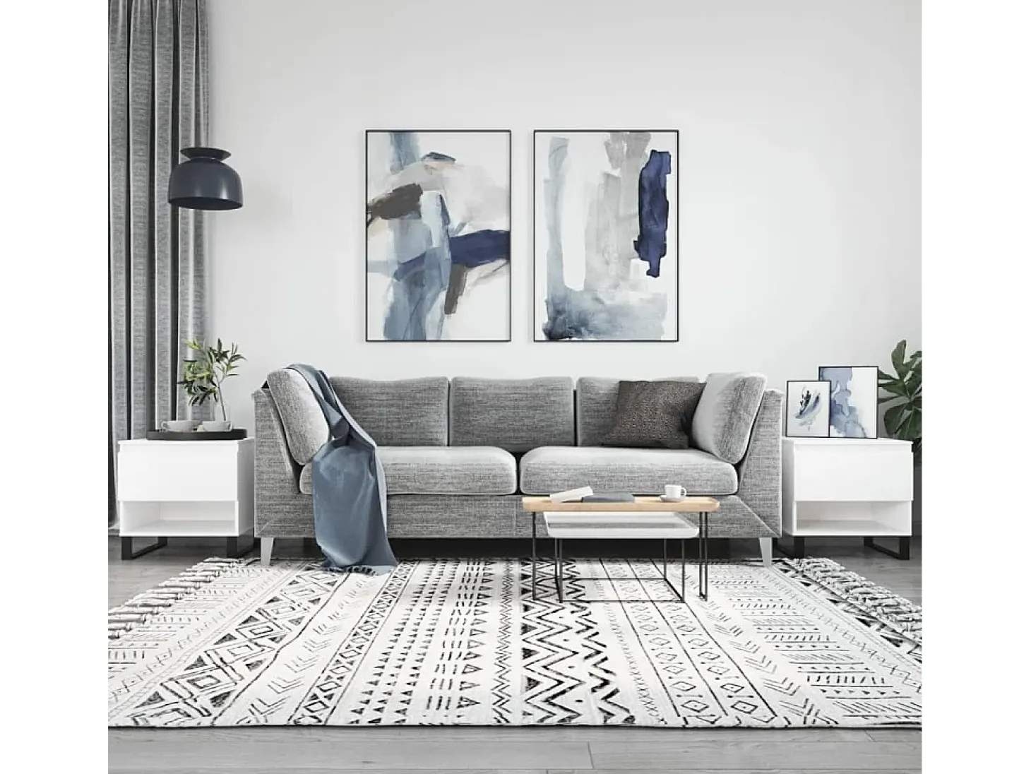 Conjunto de 2 Mesas de Centro | Mesa de apoio | Mesa de café 50x46x50 cm derivados de madeira branco