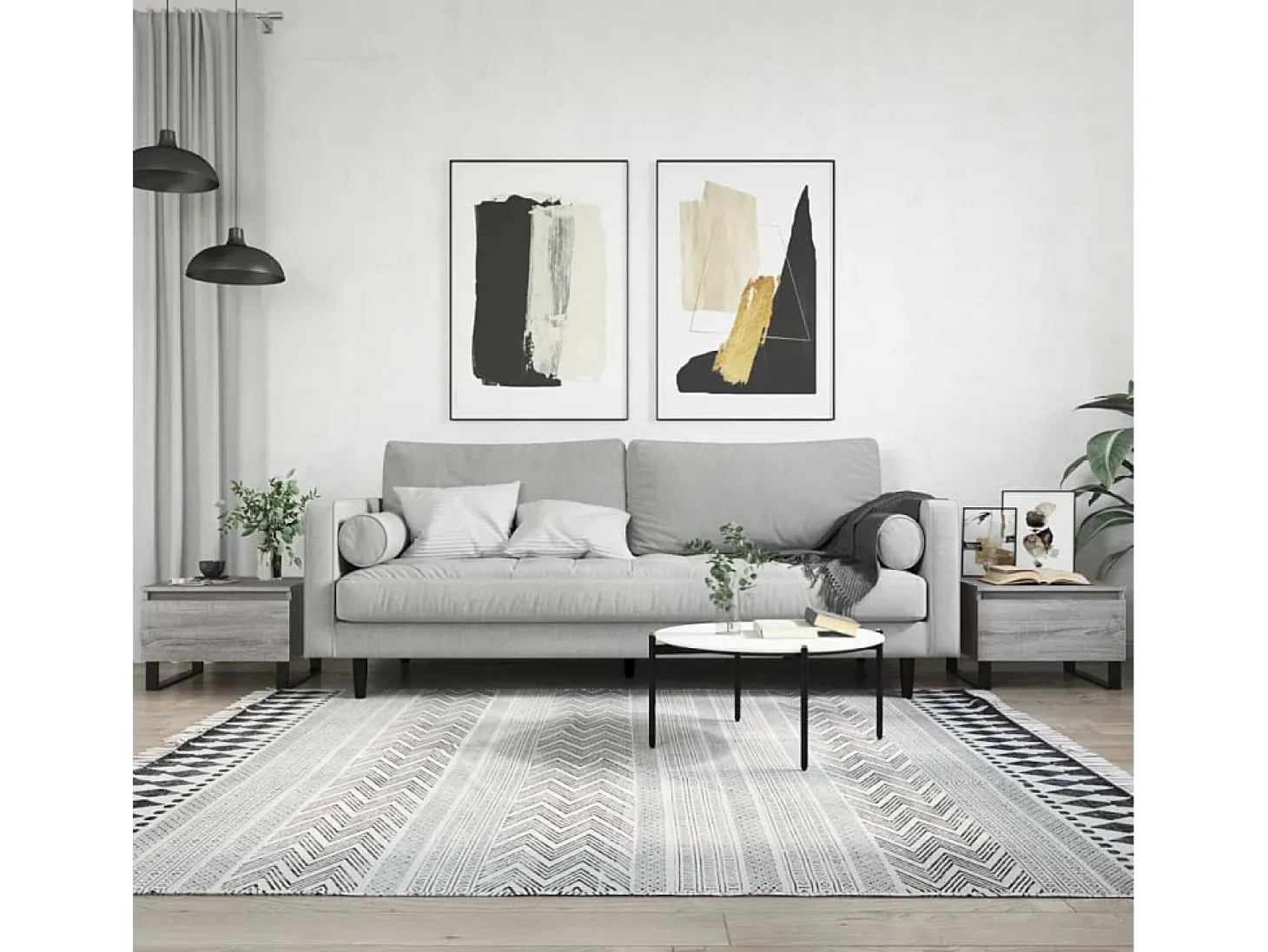 Conjunto de 2 Mesas de Centro | Mesa de apoio | Mesa de café 50x46x35cm deriv. madeira cinzento sonoma