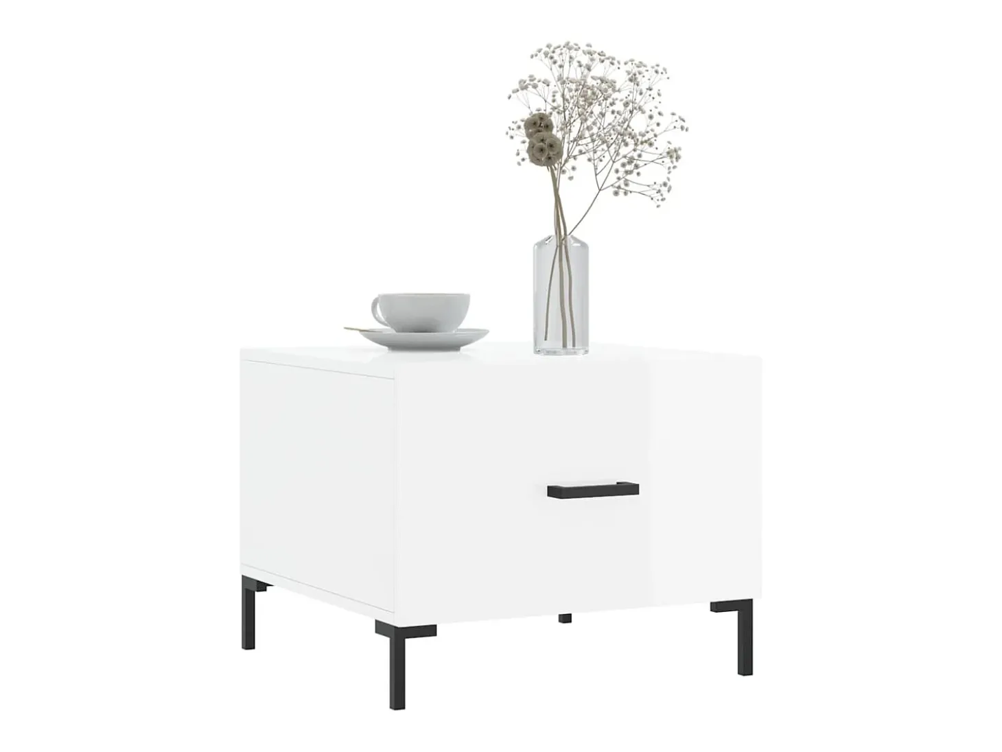 Conjunto de 2 Mesas de Centro | Mesa de apoio | Mesa de café 50x50x40 cm branco brilhante