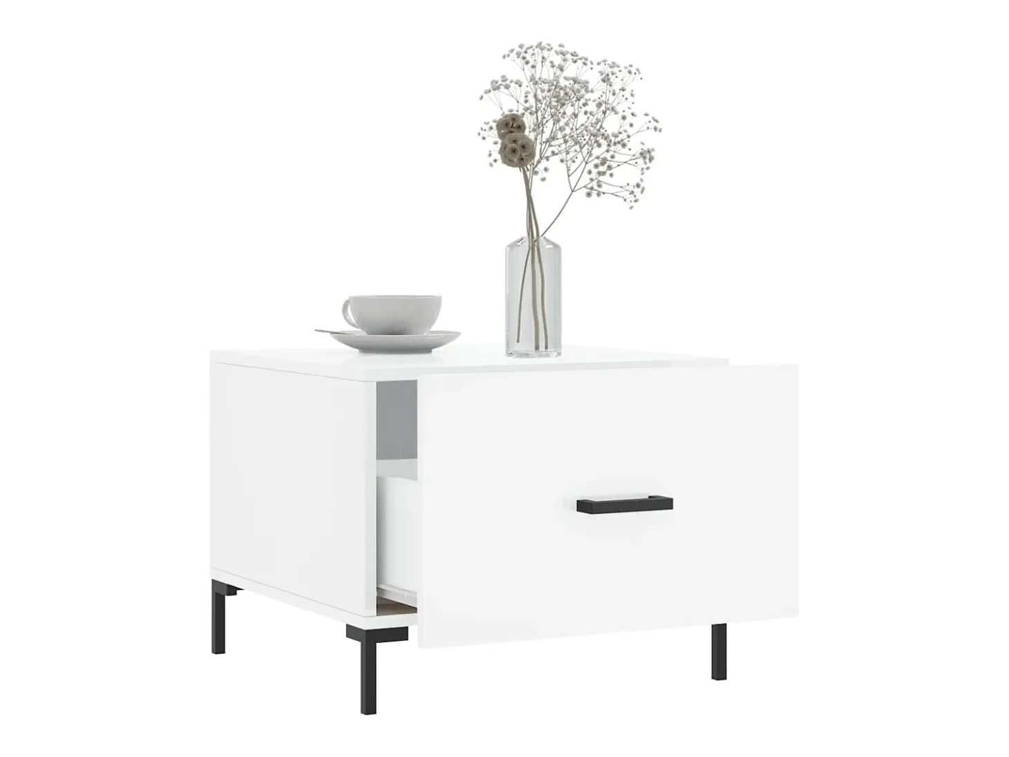 Conjunto de 2 Mesas de Centro | Mesa de apoio | Mesa de café 50x50x40 cm branco brilhante