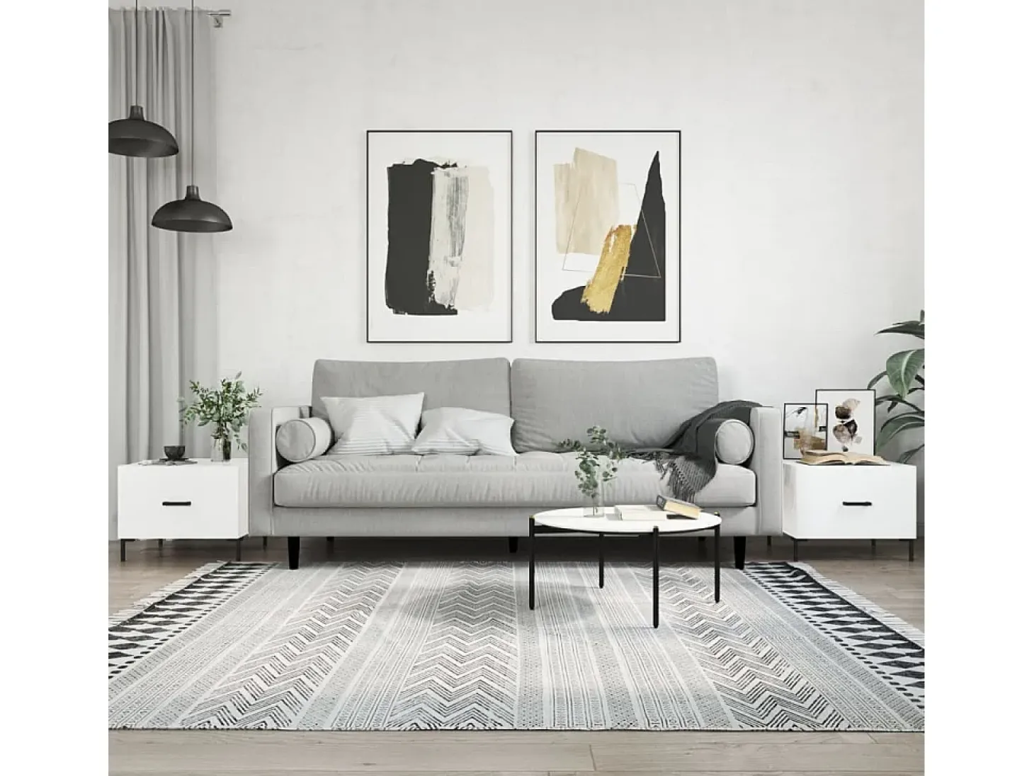Conjunto de 2 Mesas de Centro | Mesa de apoio | Mesa de café 50x50x40 cm branco brilhante