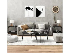 Conjunto de 2 Mesas de Centro | Mesa de apoio | Mesa de café 40x40x40 cm derivados de madeira preto