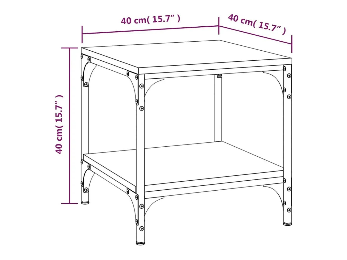 Conjunto de 2 Mesas de Centro | Mesa de apoio | Mesa de café 40x40x40 cm derivados de madeira preto