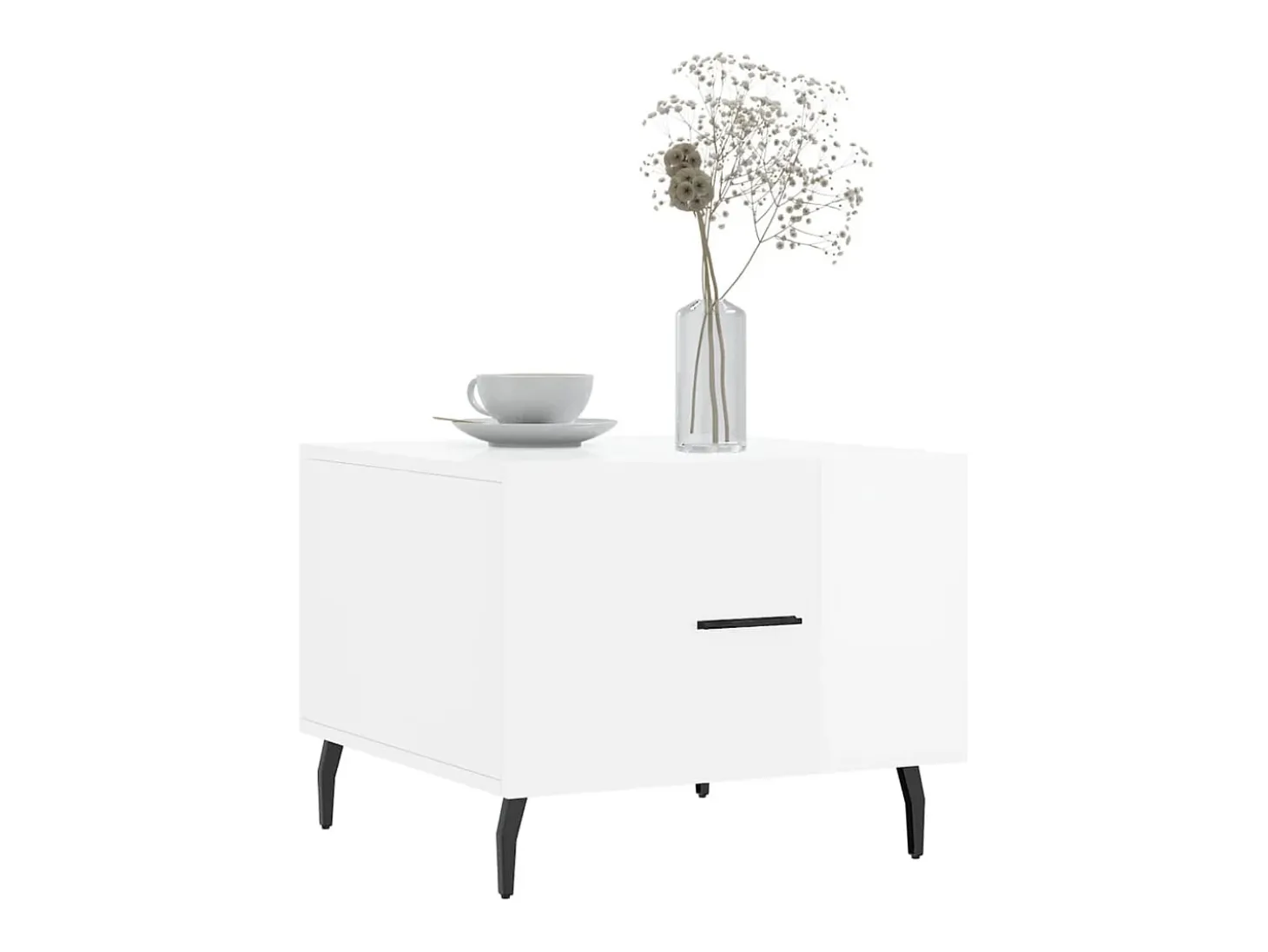 Conjunto de 2 Mesas de Centro | Mesa de apoio | Mesa de café 50x50x40 cm branco brilhante