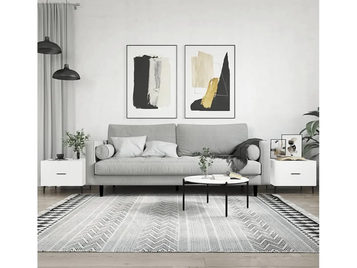Conjunto de 2 Mesas de Centro | Mesa de apoio | Mesa de café 50x50x40 cm branco brilhante