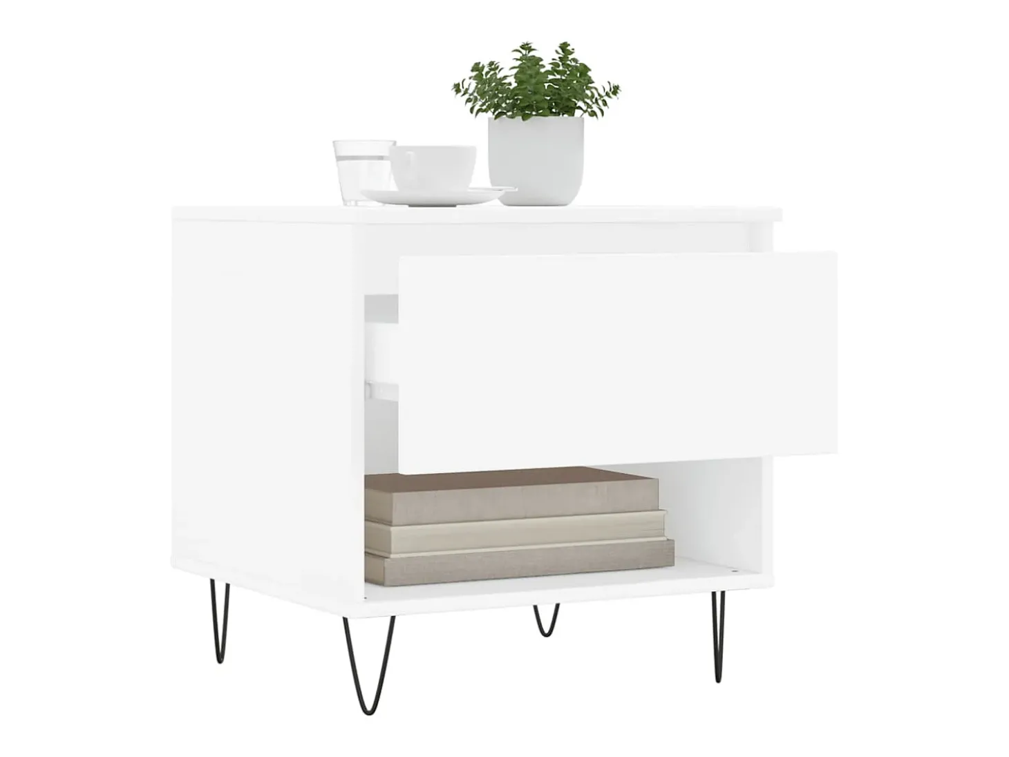 Conjunto de 2 Mesas de Centro | Mesa de apoio | Mesa de café 50x46x50 cm derivados de madeira branco