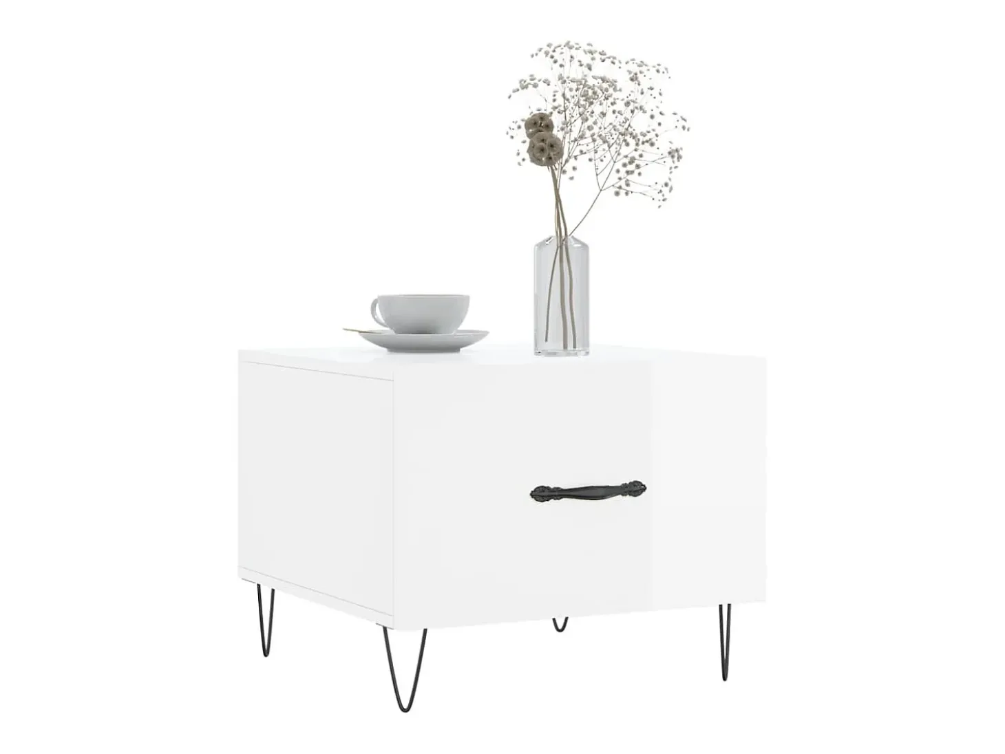 Conjunto de 2 Mesas de Centro | Mesa de apoio | Mesa de café 50x50x40 cm branco brilhante