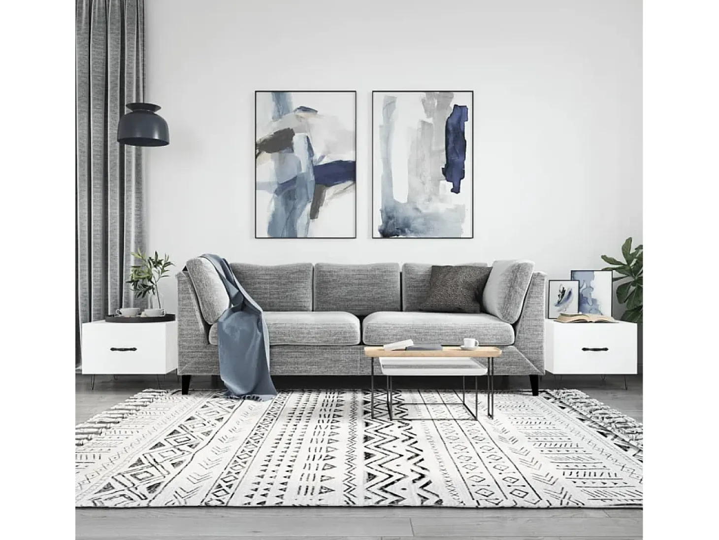 Conjunto de 2 Mesas de Centro | Mesa de apoio | Mesa de café 50x50x40 cm branco brilhante