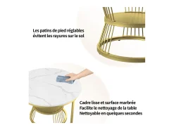 Conjunto de 2 mesas de centro redondas empilháveis com espaço de armazenamento, estrutura metálica, 70/45 cm, douradas.