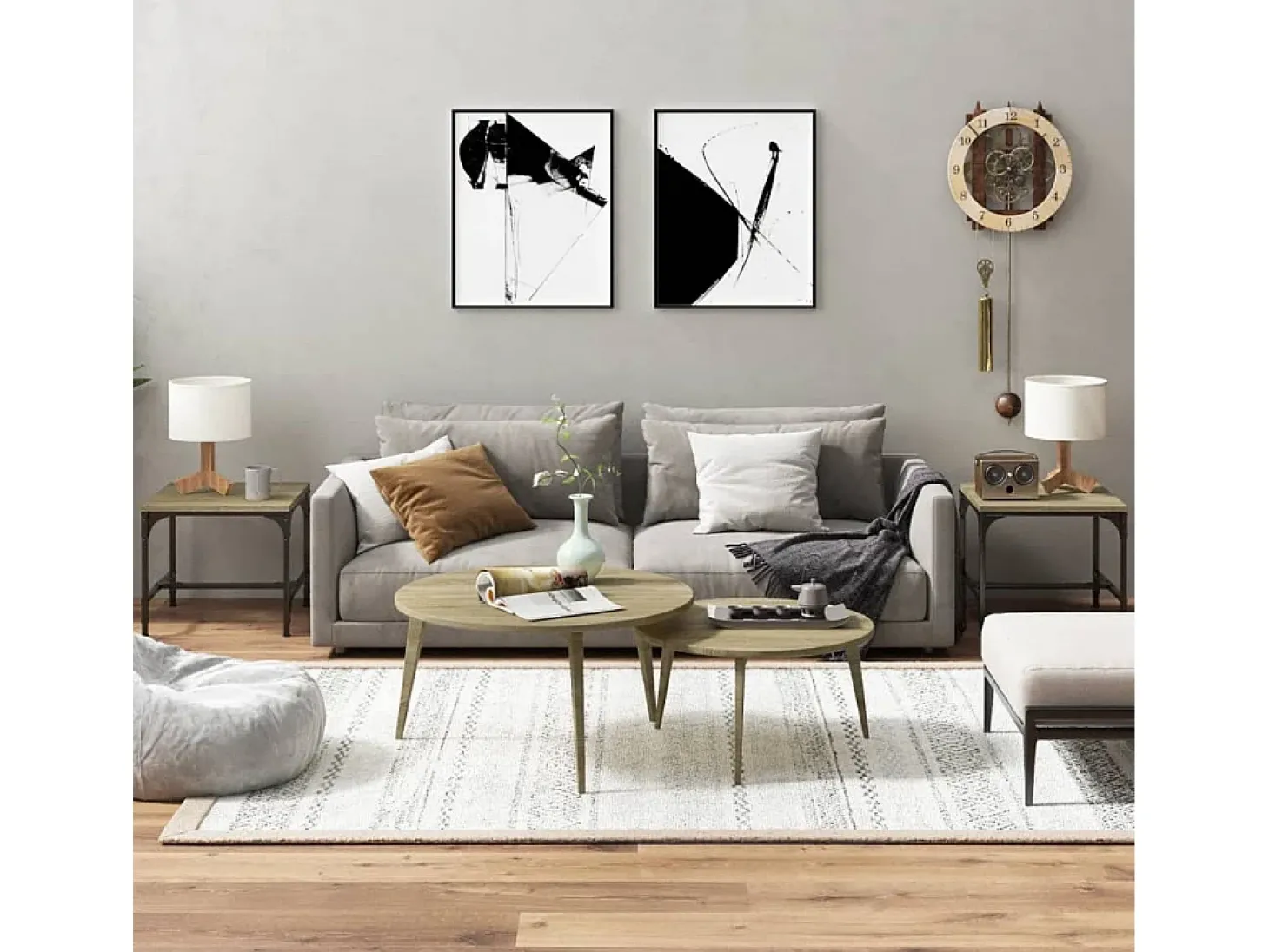 Conjunto de 2 Mesas de Centro | Mesa de apoio | Mesa de café 40x40x35 cm deriv. madeira carvalho sonoma