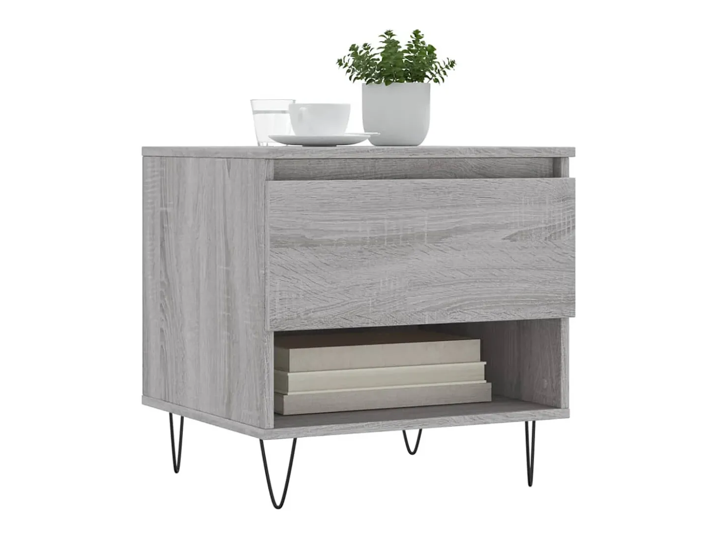 Conjunto de 2 Mesas de Centro | Mesa de apoio | Mesa de café 50x46x50cm deriv. madeira cinzento sonoma