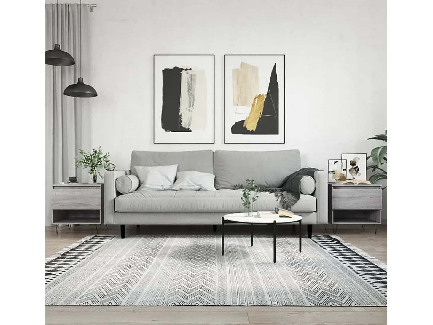 Conjunto de 2 Mesas de Centro | Mesa de apoio | Mesa de café 50x46x50cm deriv. madeira cinzento sonoma