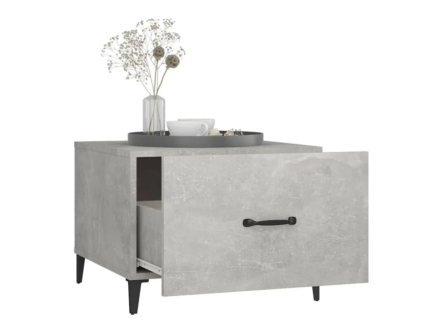 Conjunto de 2 Mesas de Centro | Mesa de apoio + pernas de metal 50x50x40 cm sonoma cinza