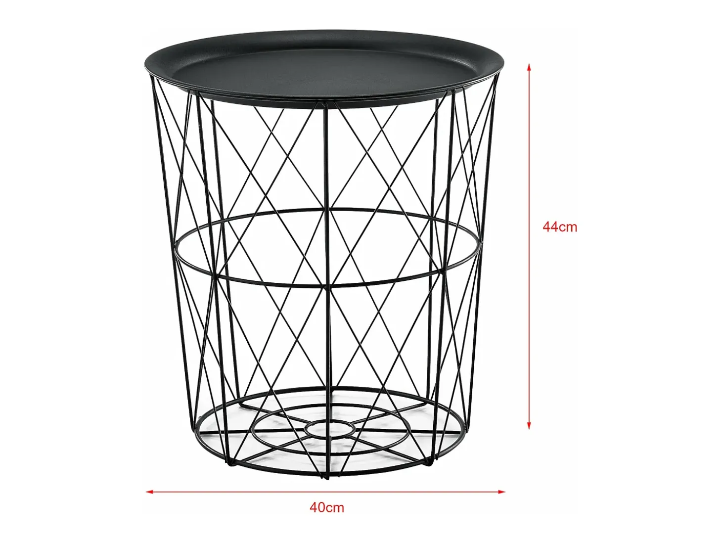 Conjunto de 3 mesas de encaixe mesa de centro/mesa de estar em metal com tampo removível 40x40x44 cm preta 03_0006057