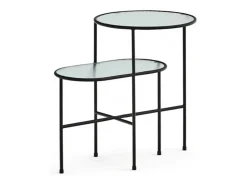 Conjunto de 2 mesas de sala pretas 60x40 cm