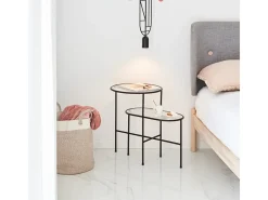 Conjunto de 2 mesas de sala pretas 60x40 cm