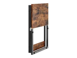 Conjunto de 2 mesas laterais dobráveis - Metal preto e madeira rústica castanha