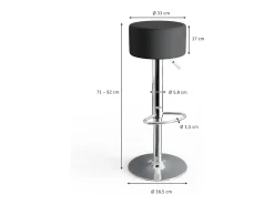 Conjunto de 2 peças de banco de bar preto 33x33x92