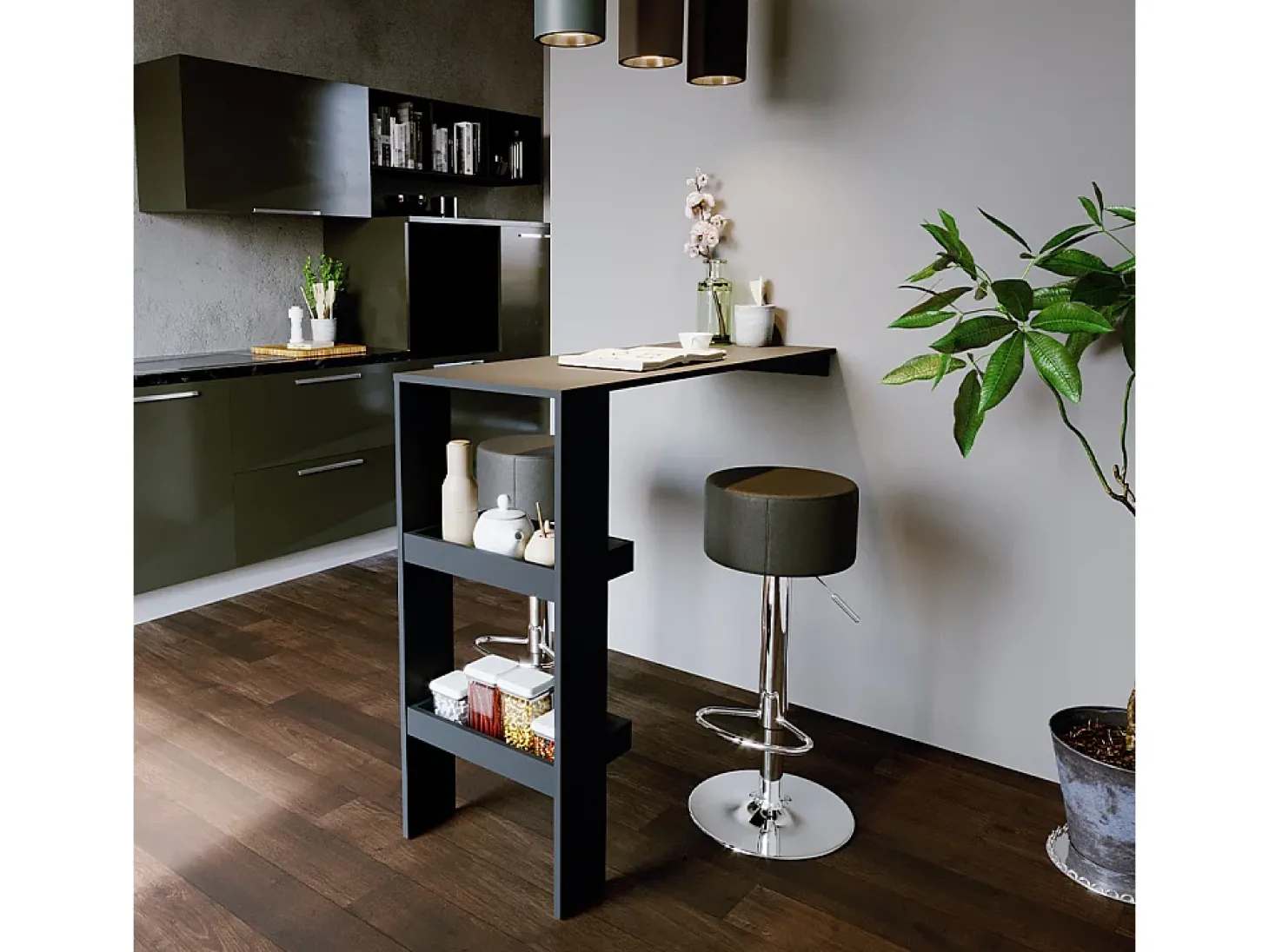 Conjunto de 2 peças de banco de bar preto 33x33x92