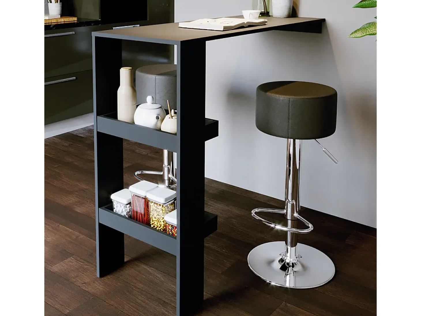 Conjunto de 2 peças de banco de bar preto 33x33x92