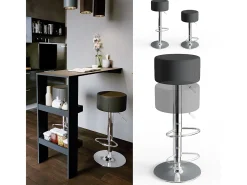 Conjunto de 2 peças de banco de bar preto 33x33x92