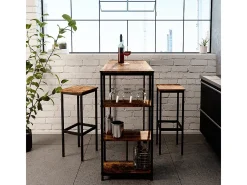Conjunto de 2 peças de banco de bar carvalho rústico 32x28x78 fyrk