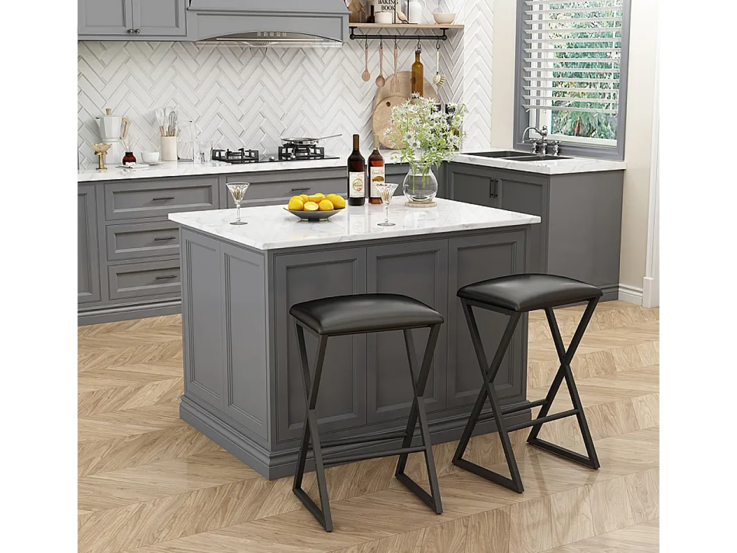 Conjunto de 2 peças de banco de bar preto 40x34x64 vault