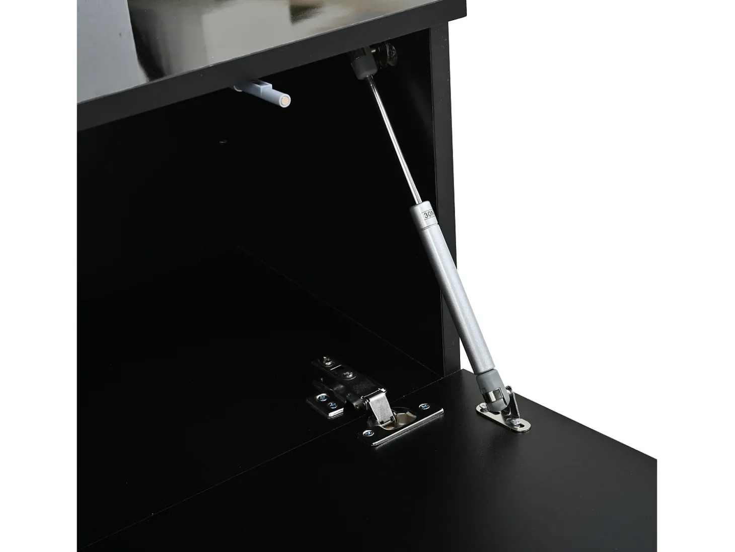 Conjunto de 3 peças para parede de TV - Suporte para TV + Vitrine + Prateleira - Preto