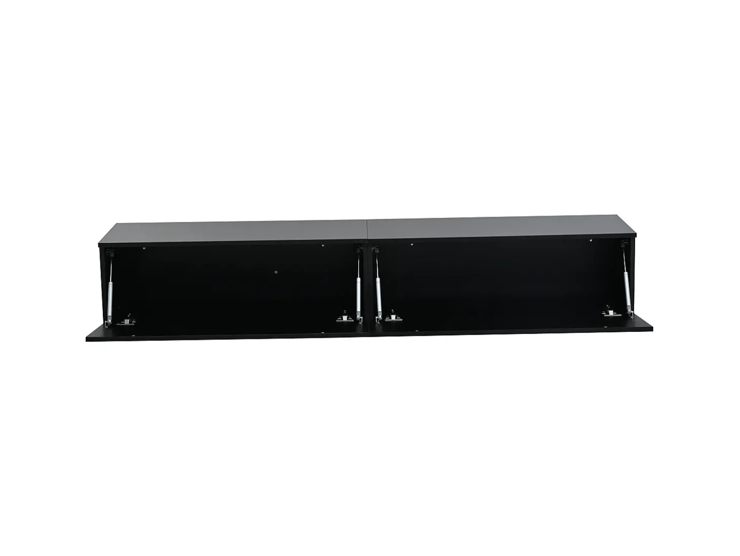 Conjunto de 3 peças para parede de TV - Suporte para TV + Vitrine + Prateleira - Preto