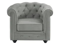 Conjunto de 2 poltronas CHESTERFIELD em veludo cinzento prateado