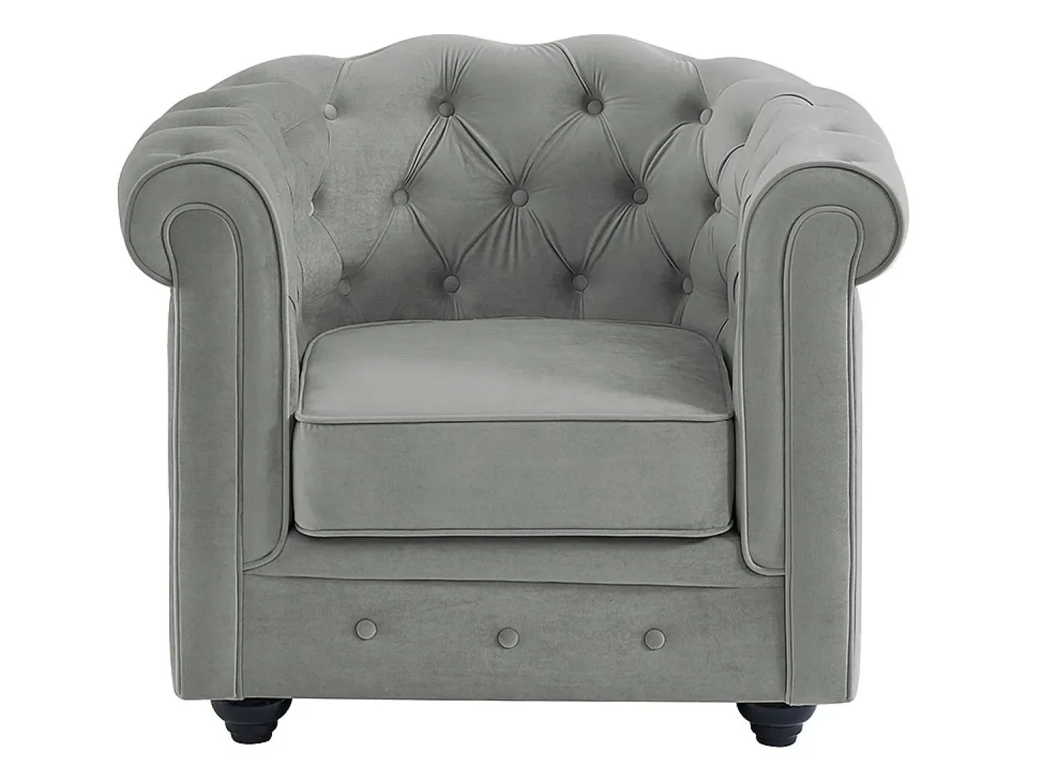 Conjunto de 2 poltronas CHESTERFIELD em veludo cinzento prateado