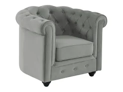 Conjunto de 2 poltronas CHESTERFIELD em veludo cinzento prateado