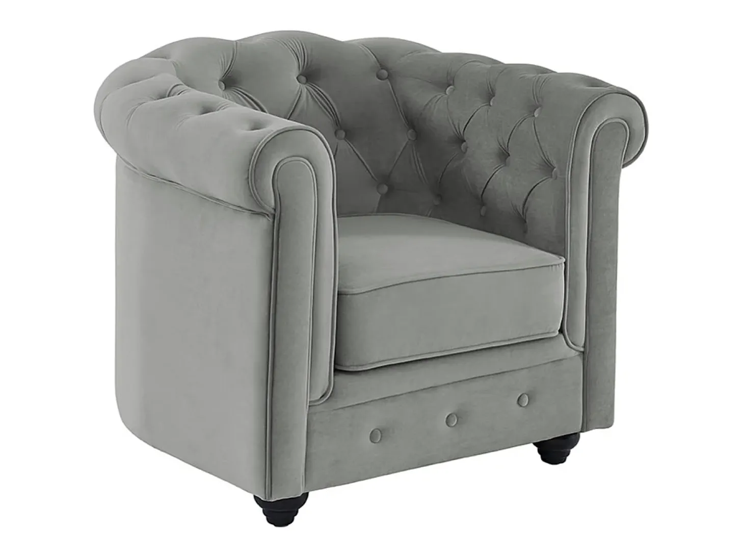 Conjunto de 2 poltronas CHESTERFIELD em veludo cinzento prateado