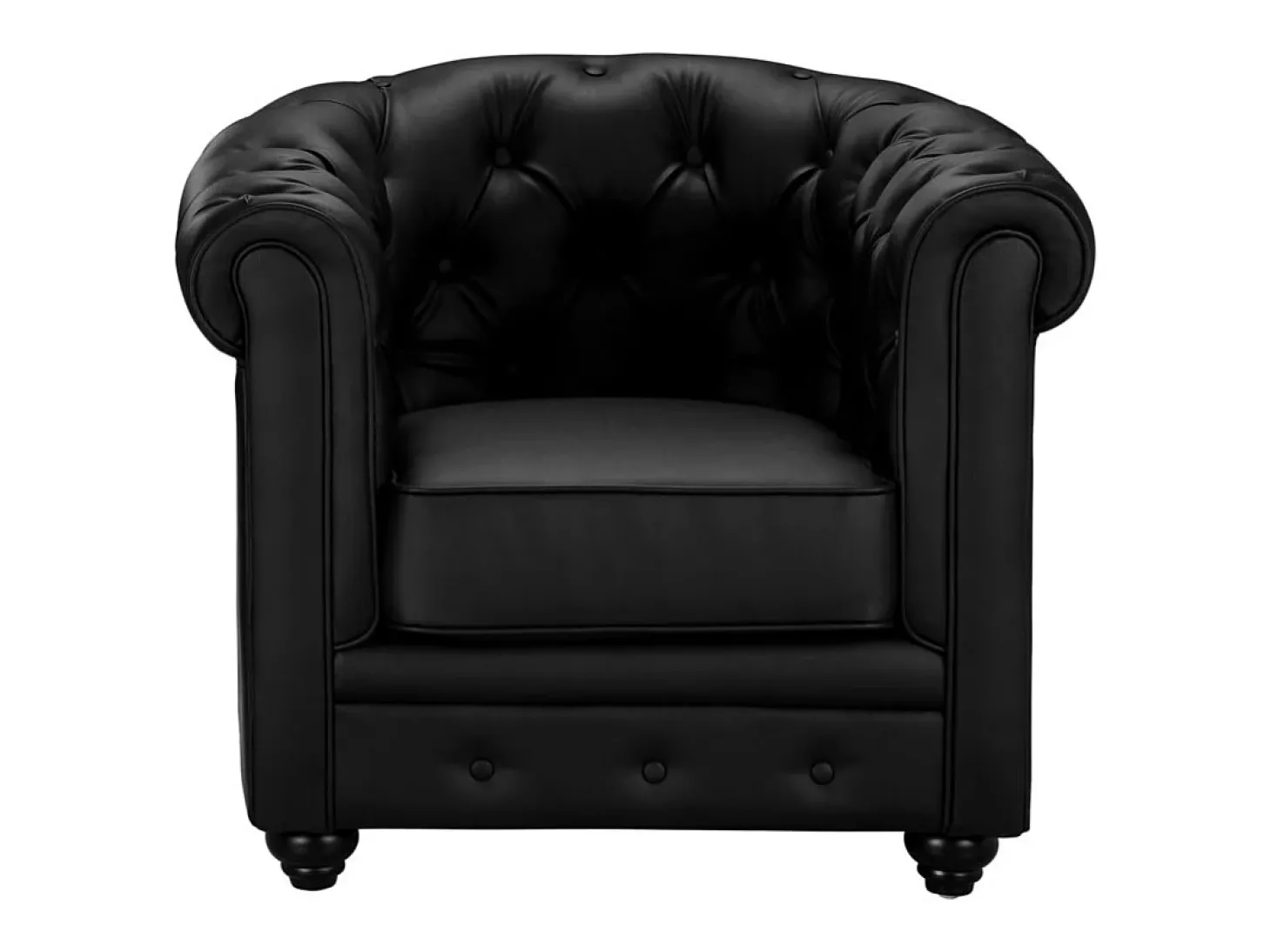 Conjunto de 2 poltronas em pele sintética Preto - CHESTERFIELD