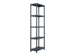 Conjunto de 5 prateleiras de armazenamento capacidade de 125 kg 60 x 30 x 180 cm plástico preto 02_0000673
