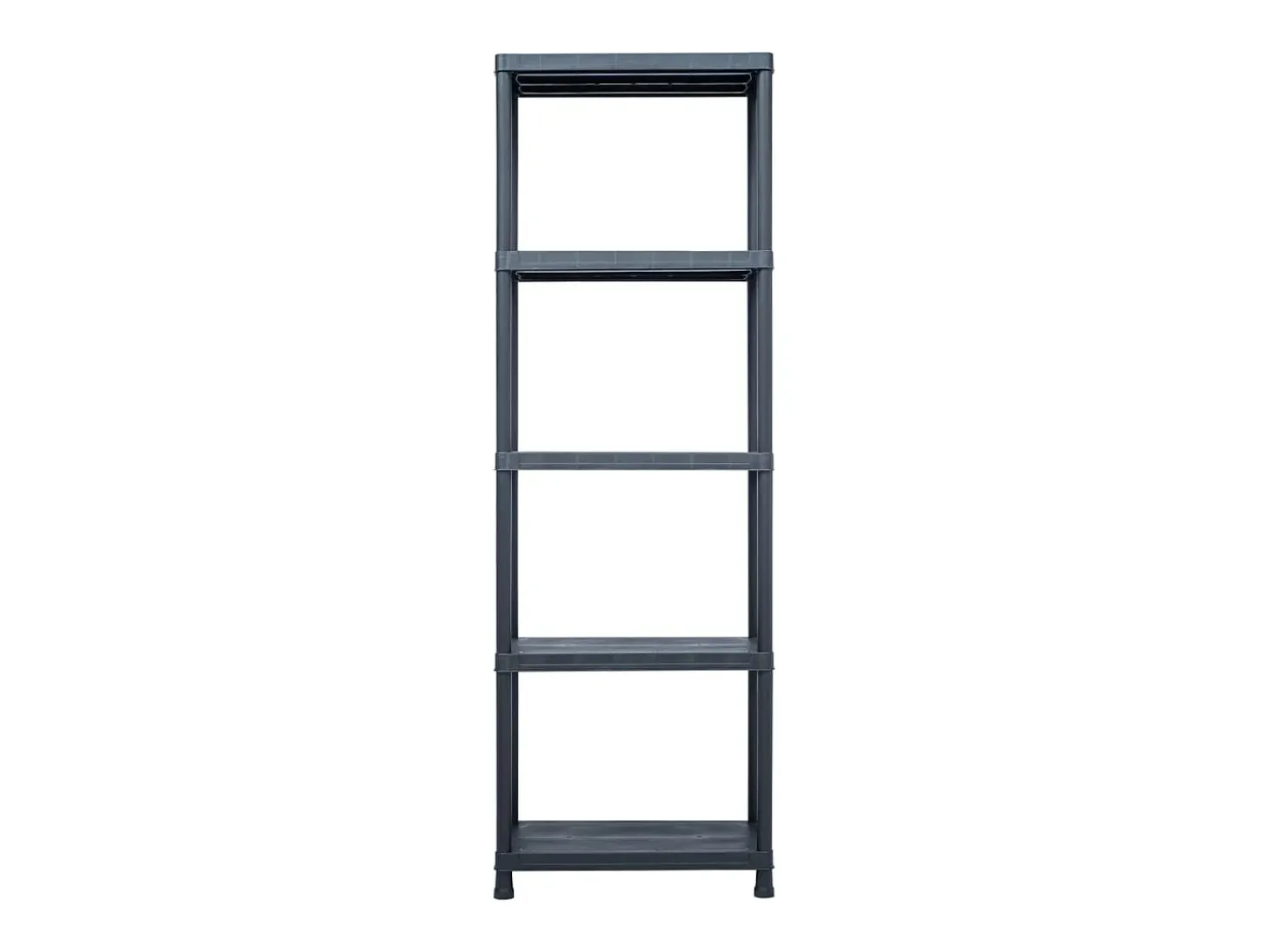 Conjunto de 5 prateleiras de armazenamento capacidade de 125 kg 60 x 30 x 180 cm plástico preto 02_0000673