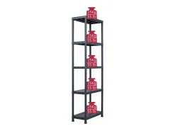 Conjunto de 5 prateleiras de armazenamento capacidade de 125 kg 60 x 30 x 180 cm plástico preto 02_0000673