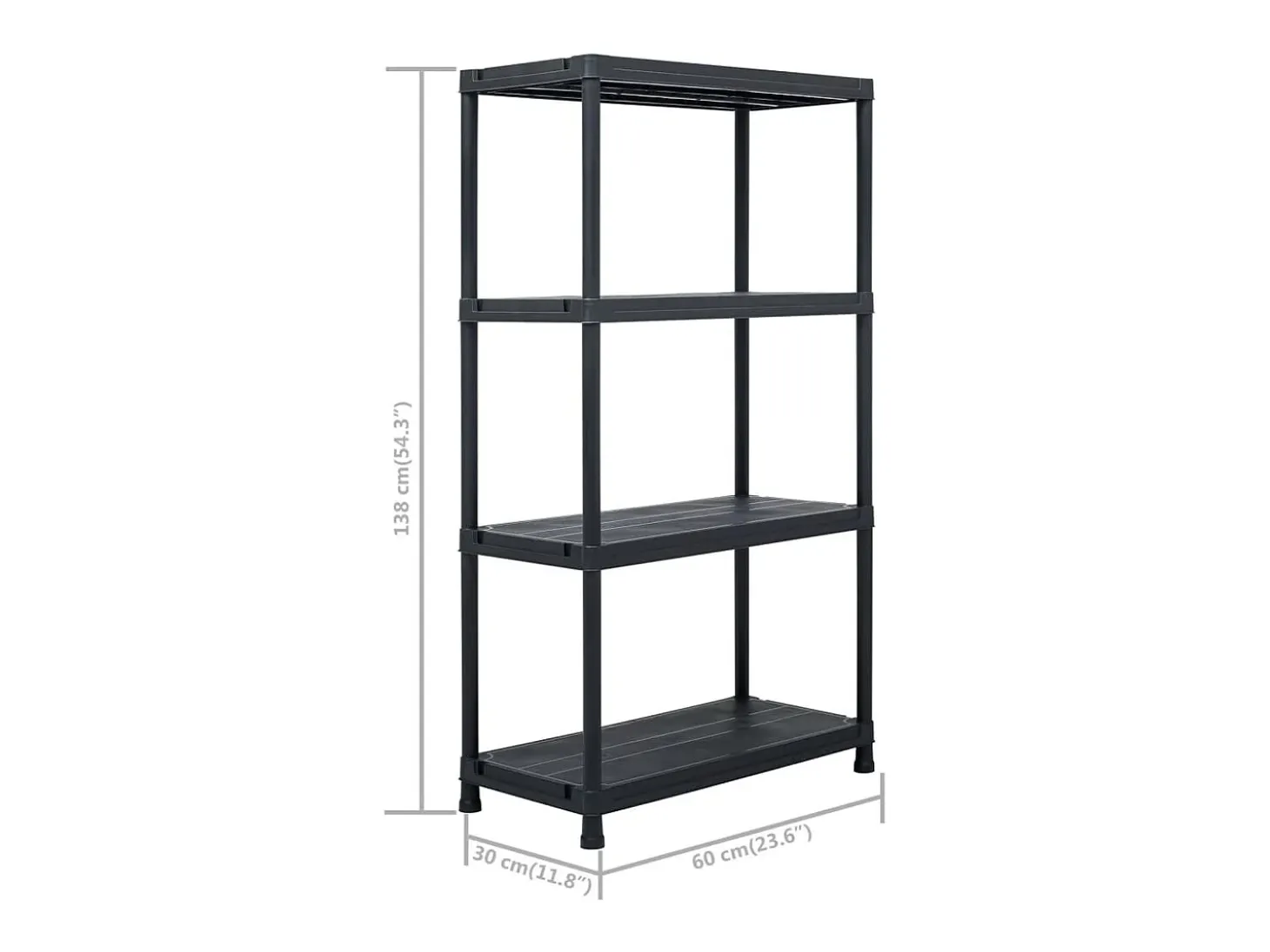 Conjunto de 5 prateleiras de armazenamento 60 x 30 x 138 cm plástico preto 02_0000674