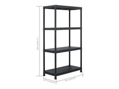 Conjunto de 2 prateleiras de armazenamento 60 x 30 x 138 cm plástico preto 02_0000670