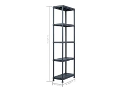 Conjunto de 2 prateleiras de armazenamento capacidade de 125 kg 60 x 30 x 180 cm plástico preto 02_0000666