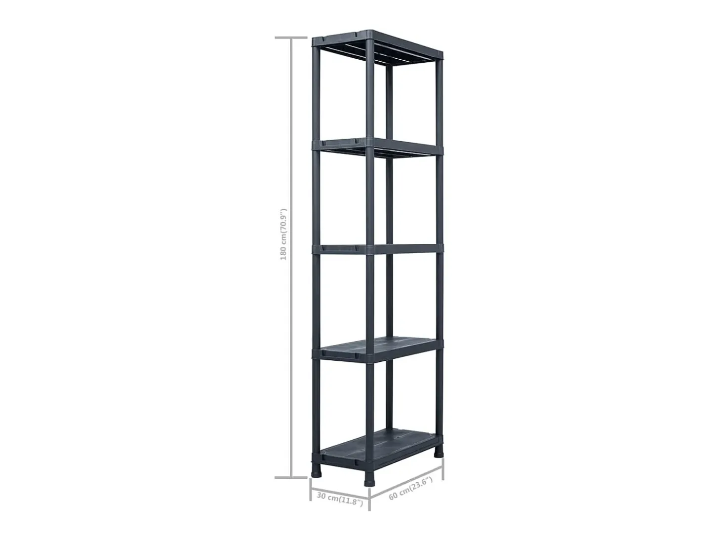 Conjunto de 2 prateleiras de armazenamento capacidade de 125 kg 60 x 30 x 180 cm plástico preto 02_0000666