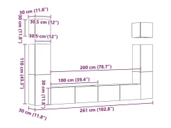 Conjunto de armário TV de parede 6 pcs madeira madeira velha