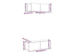 Conjunto de armário TV de parede 2 pcs madeira madeira velha